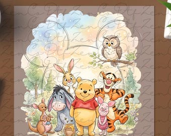 Winnie The Pooh DTF Transfer, Disney Ready To Press, Pooh Bear And Friends Transfer, Hunny Heat Transfer,Disneyland Birthday Family Trip DTF