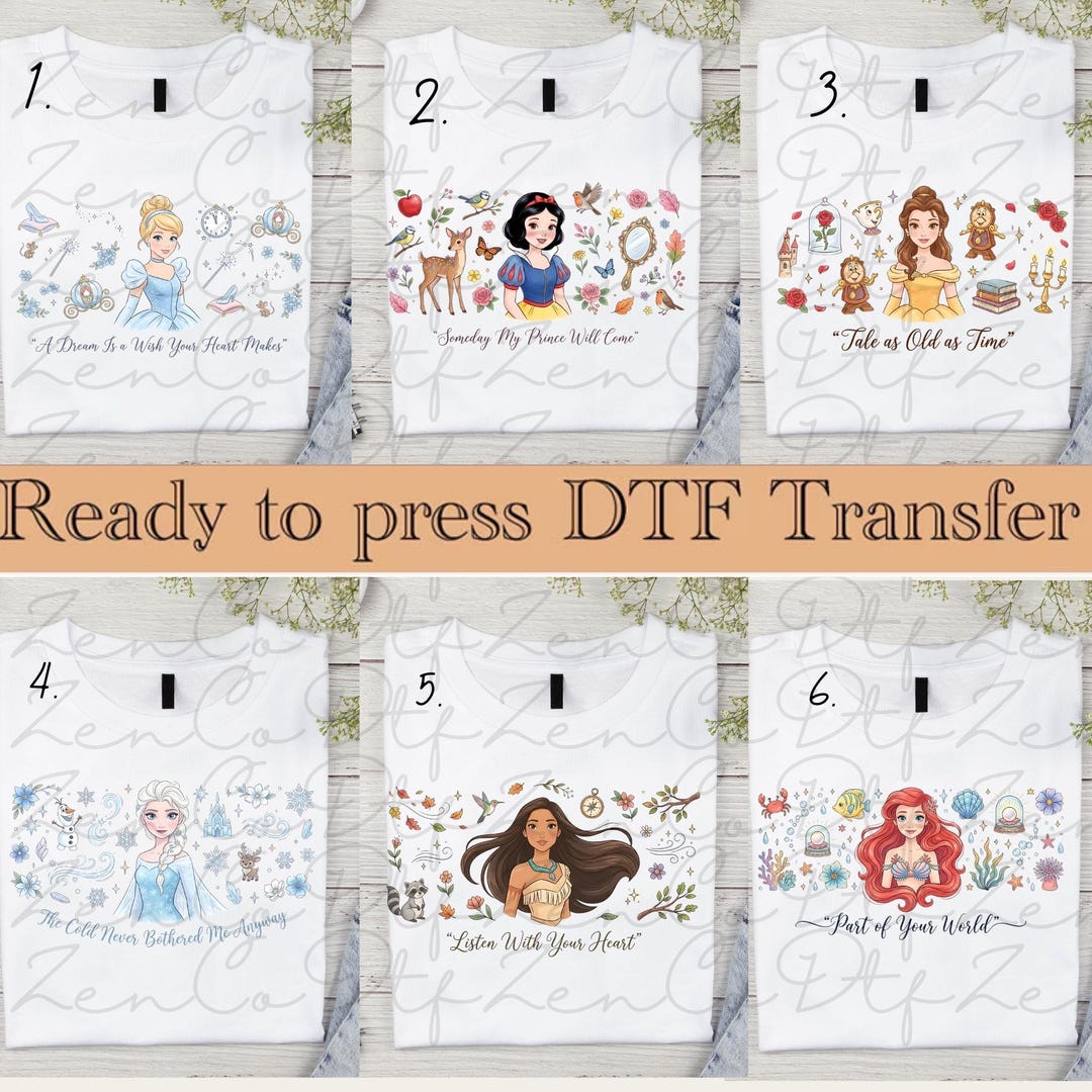 Princess Squad Ready to Press, Disney Heat Transfer, Princess DTF ...