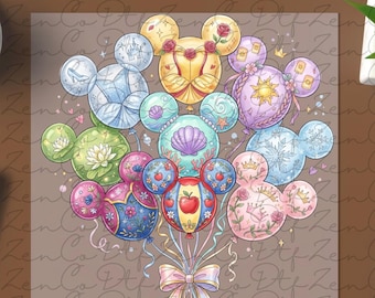 Princess Squad bereit zum Pressen, Disney Heat Transfer, Prinzessin DTF Transfer, Cute Pressfertig, Disney-Prinzessinnen mit Herzen Heat Transfer