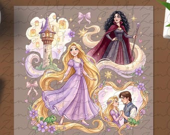 Prinzessin Rapunzel Aquarell Kokette DTF Transfer, Rapunzel Rapunzel DTF, Floral Rapunzel Pressfertig, Disney Rapunzel Prinzessin Shirt