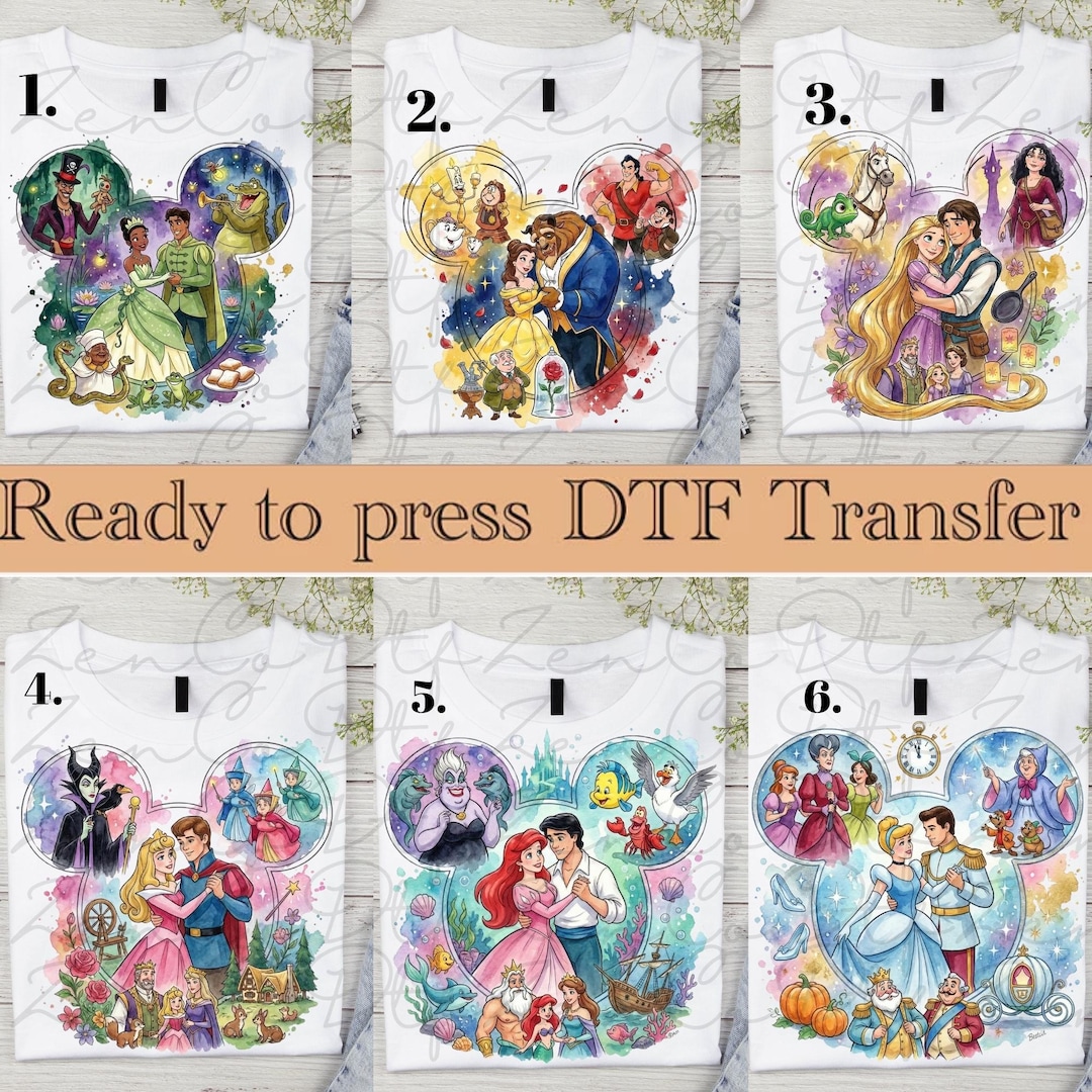 Princess Squad Ready to Press, Disney Heat Transfer, Princess DTF ...