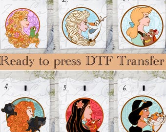 Princess Squad bereit zum Pressen, Disney Heat Transfer, Prinzessin DTF Transfer, Cute Pressfertig, Disney-Prinzessinnen mit Herzen Heat Transfer
