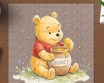 Winnie The Pooh DTF Transfer, Disney Ready To Press, Pooh Bear And Friends Transfer, Hunny Heat Transfer,Disneyland Birthday Family Trip DTF