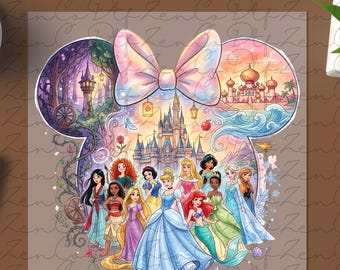 Princess Squad bereit zum Pressen, Disney Heat Transfer, Prinzessin DTF Transfer, Cute Pressfertig, Disney-Prinzessinnen mit Herzen Heat Transfer