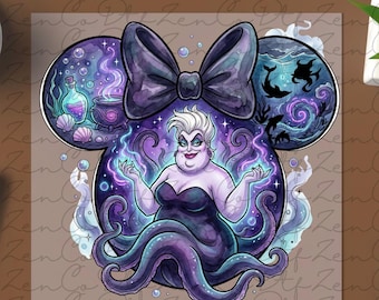 Ursula Watercolor DTF Transfer, Villain DTF, Little Mermaid dtf, Disney Villain dtf, Ariel Dtf