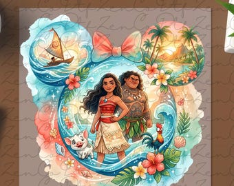 Moana Princess Ready To Press, Moana mouse head Disney Heat Transfer, Princess DTF Transfer, Cute Baby Ready To Press, Disney Princess dtf