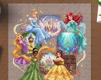 Princess Squad bereit zum Pressen, Disney Heat Transfer, Prinzessin DTF Transfer, Cute Pressfertig, Disney-Prinzessinnen mit Herzen Heat Transfer