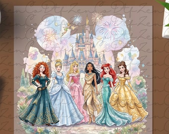 Princess Squad Ready To Press, Disney Heat Transfer, Princess DTF Transfer, Cute Ready To Press, Disney Princesses with hearts Heat Transfer