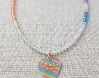 Custom Transparent Acrylic Rainbow Guitar Pick | Stained Glass Print, Mother’s Day Gift