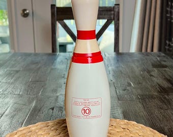 Vintage Jim Beam Ten-Pin Bowling Pin Bourbon Whiskey Decanter 750ml 12 in 1970s