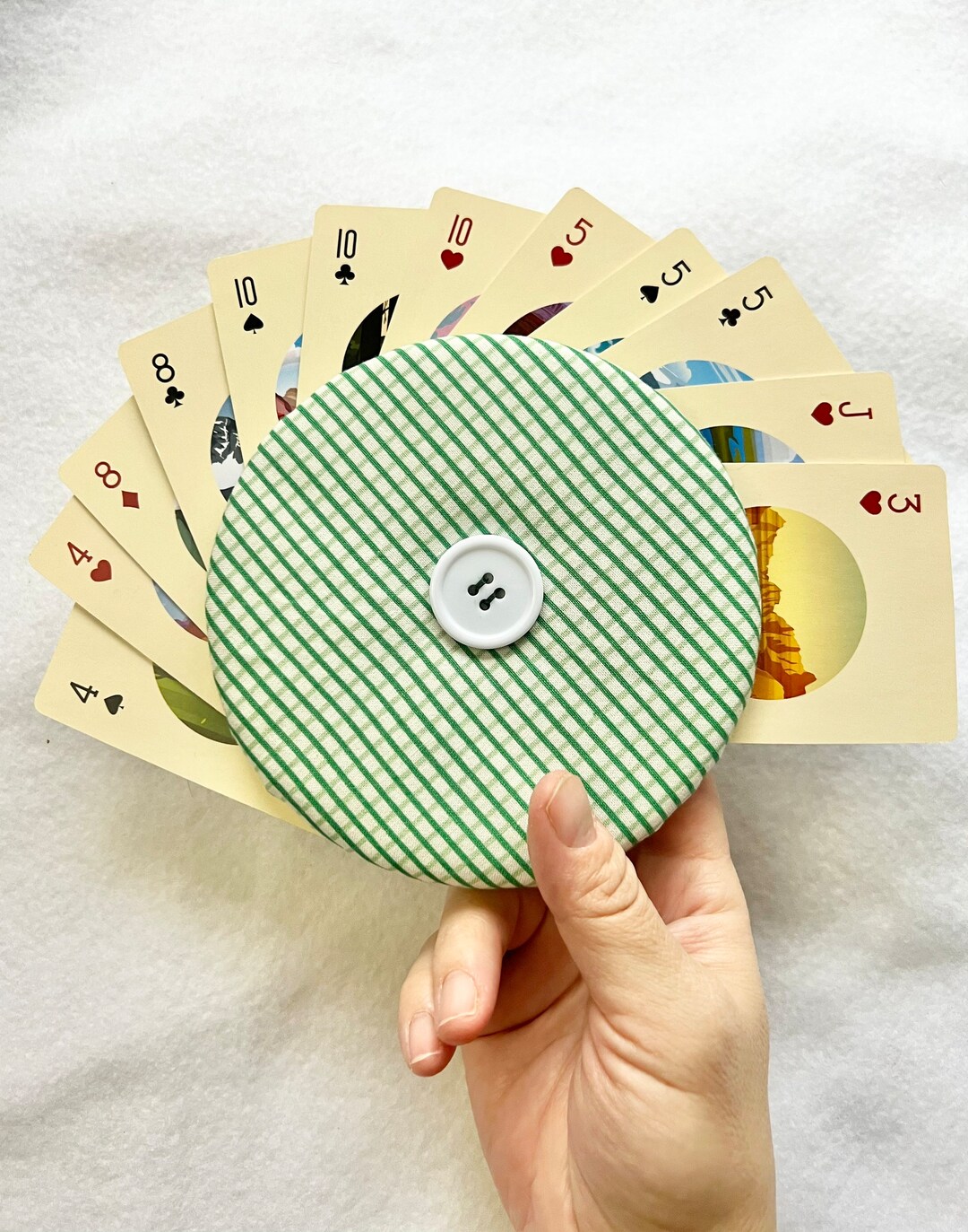 Holder for Playing Cards, Playing Card Gifts, Green Plaid Playing Card