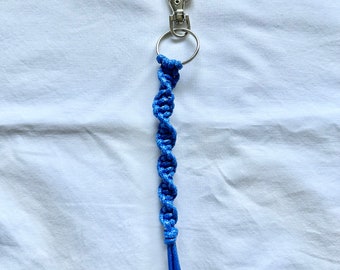 Blue Braid Woven Keychain, Nylon Braided Keychain, Gift for Her, Gift for Him, Short Woven Keyholder