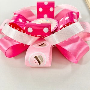 Pink Cupcake Hair Bow, Pink Cupcake Hairbow, Pink Bow for Little Girl, Cupcake Bow, Cupcake Hair Clip, Gift for Little Girl image 3