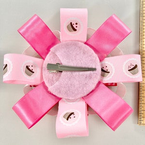 Pink Cupcake Hair Bow, Pink Cupcake Hairbow, Pink Bow for Little Girl, Cupcake Bow, Cupcake Hair Clip, Gift for Little Girl image 8