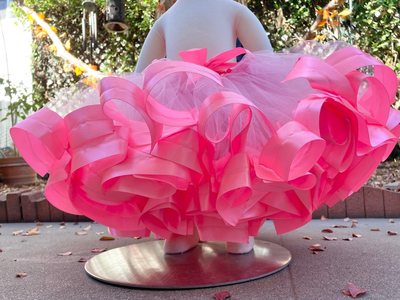 Little Girl Tutu, Baby Tutu, Pink Ribbon Tutu, Children Tutu, Pink Infant Tutu, Tutu with Ribbon, Hot Pink Tutu image 3