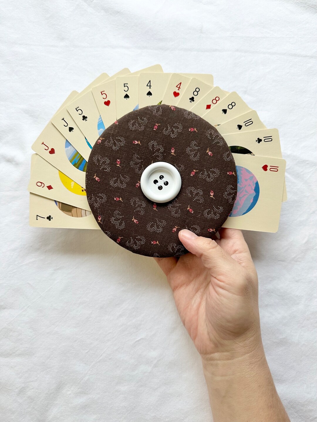 Holder for Playing Cards, Card Playing Gifts, Brown Playing Card Holder