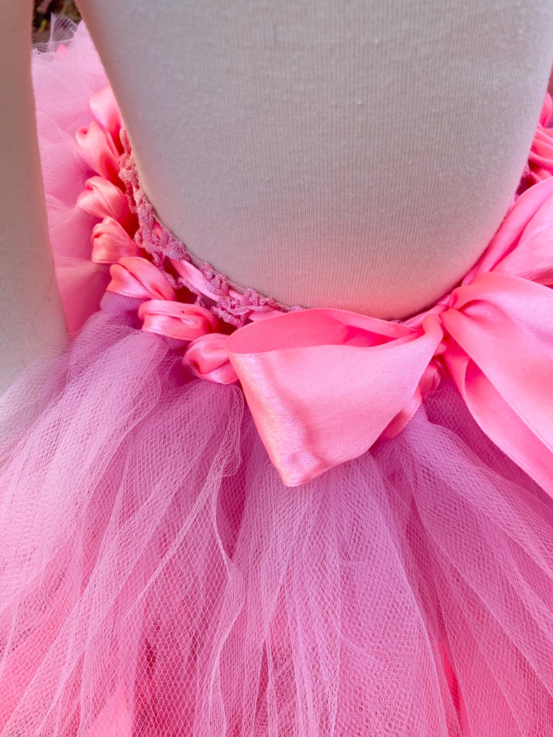 Little Girl Tutu, Baby Tutu, Pink Ribbon Tutu, Children Tutu, Pink Infant Tutu, Tutu with Ribbon, Hot Pink Tutu image 5