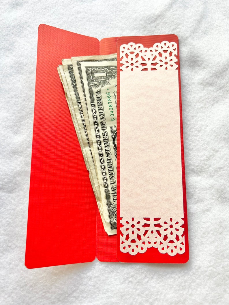 Gift Certificate Envelope, Red and Pink Wallet, Gift Card Sleeve, Check Holder, Gift Certificate Wallet, Love Gift Wrap, Money Envelope image 4