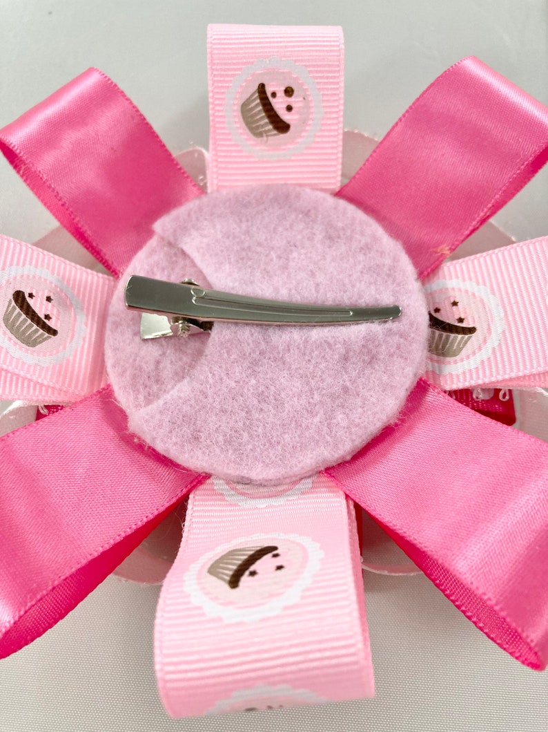 Pink Cupcake Hair Bow, Pink Cupcake Hairbow, Pink Bow for Little Girl, Cupcake Bow, Cupcake Hair Clip, Gift for Little Girl image 6