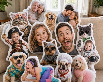 Custom Photo Pillow, Personalized Face Shaped Plush Cushion
