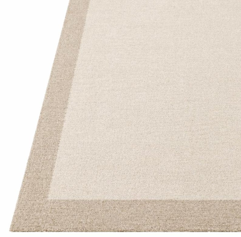 White Boarder Rug Hand Tufted White Beige Border Rug | Minimalist Plain Area Carpet - Etsy