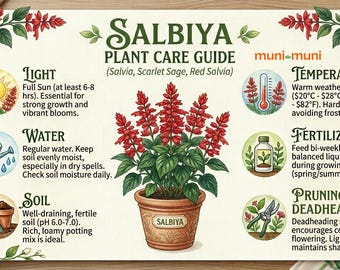 Live Salbiya Plant | Salvia Starter Pot | Fragrant Flowering Sage | Hummingbird & Pollinator Friendly
