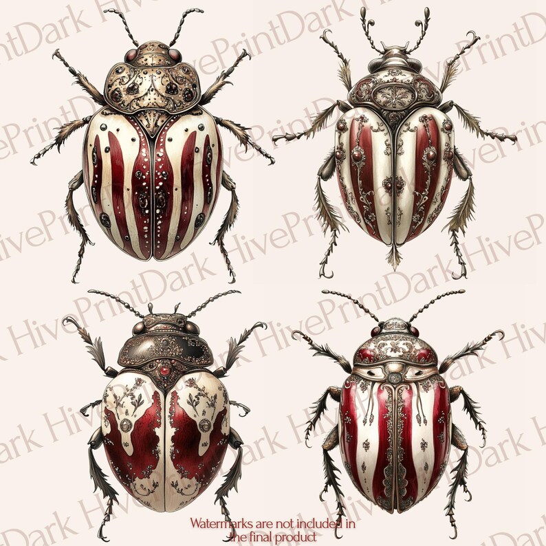Gothic Beetle PNG Bundle Vol 1 – 12 Files | Victorian Entomology Art ...