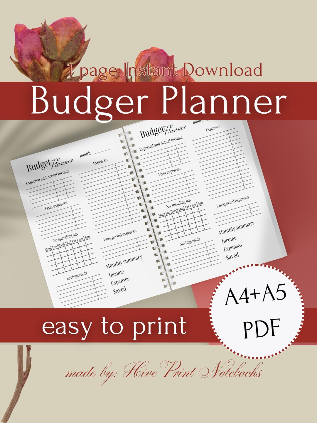 Budget Planner Printable | Monthly Budget Tracker | Finance Planner PDF ...