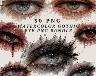 30 akvarell gotiska ögon PNG Clipart-paket