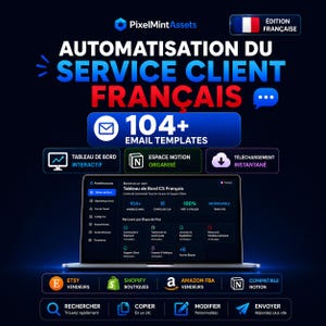 104 French Customer Service Email Templates | HTML Dashboard + Notion Workspace | AI Ready | Instant Download