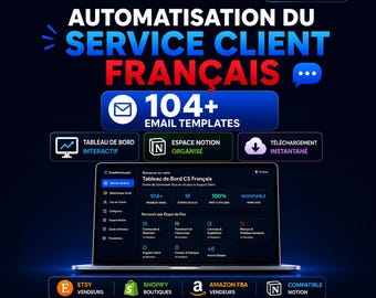 104 French Customer Service Email Templates | HTML Dashboard + Notion Workspace | AI Ready | Instant Download