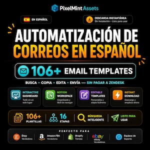 104 Spanish Customer Service Email Templates | HTML Dashboard + Notion Workspace | Email Toolkit | Instant Download