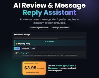 AI Review & Customer Message Reply Assistant | Multilingual Templates for Etsy Amazon Shopify eBay Sellers | Instant Digital Download