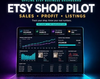 Etsy Shop Pilot Dashboard, Sales Profit Tracker (Digital Download)
