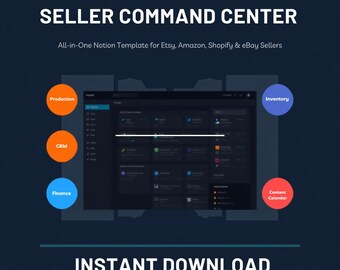 Notion E-commerce Planner & Seller Dashboard Template, Business Manager for Etsy, Amazon, Shopify, eBay | Inventory, Finance, Order CRM