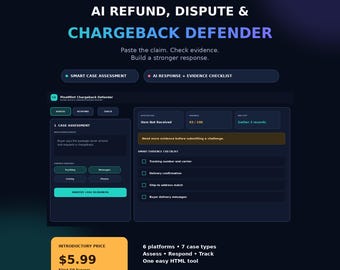 AI Chargeback Response Assistant, Refund Dispute Evidence Tool