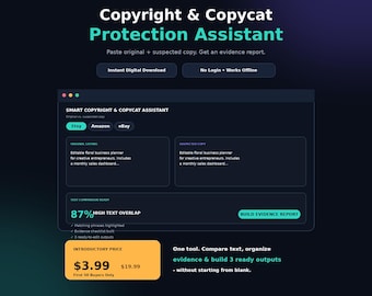 Copyright & Copycat Protection Assistant, Listing Text Comparison Tool for Sellers