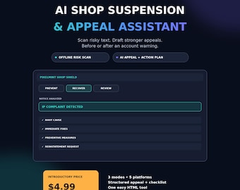 AI Shop Suspension Appeal Tool, Account Health & Policy Risk Scanner