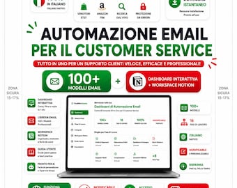 Italian Customer Support Email Templates | Interactive HTML Dashboard + Notion Workspace