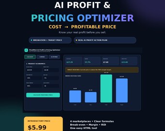 AI Profit Calculator & Pricing Optimizer for Etsy, Amazon, eBay, Shopify