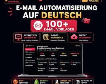 German Customer Service Email Templates | 104 Support Responses | HTML Dashboard + Notion | Etsy Shopify Amazon