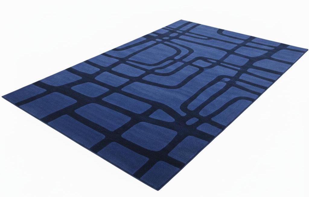 Blue Abstract Hand Tufted Wool Rug – Geometric Pattern Area Rug, - Etsy