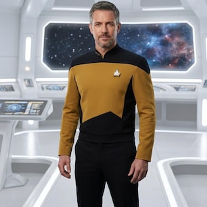 Uniforme de mando de Star Trek TNG - Cosplay del Capitán Picard de la Flota Estelar - Camisa y pantalones de TNG hechos a mano