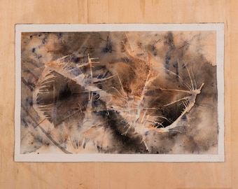 IED Blast Hole Abstract Watercolor Painting on Paper