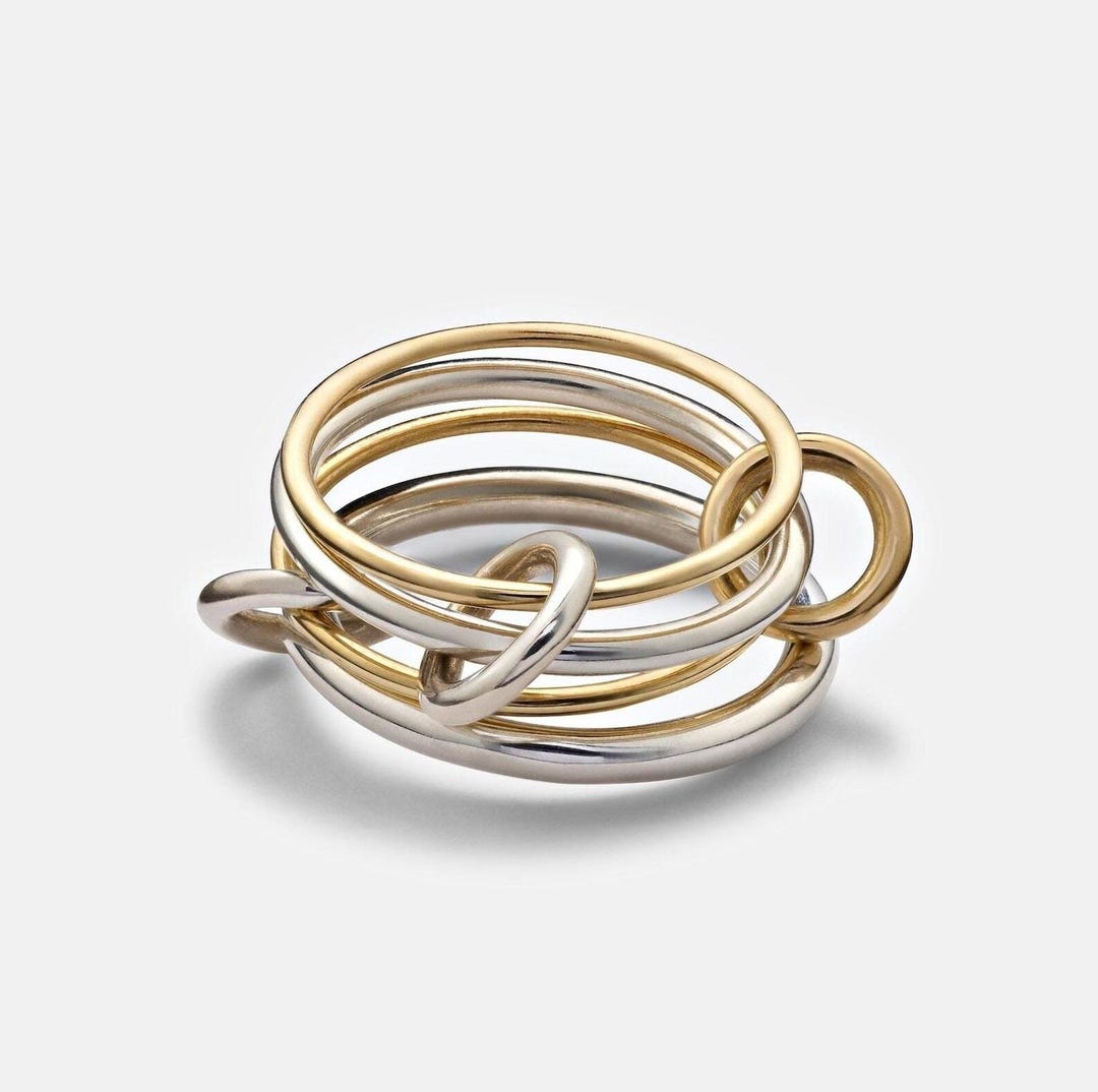 Interlocked Stackable Rings 925 Silver Interlocked Connector Ring, Two-tone Gold Band, Stackable ...