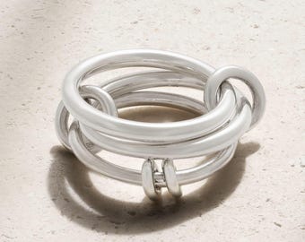 925 Sterling Silver Multi Band Ring, Stackable Interlocking Design