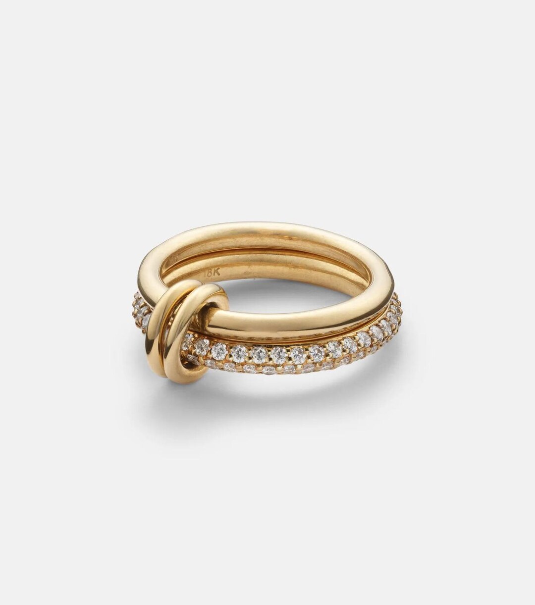 Interlocking Ring Set 14K Gold Diamond Pave Interlocking Ring Set, Two Tone Statement Band - Etsy