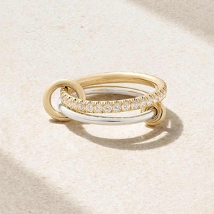 14K vergulde zilveren Moissaniet-gekoppelde Eternity-ring