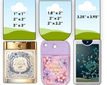 Pacchetto di modelli per etichette di flaconi spray, modello di etichetta per flaconi modificabile su Canva, modello di etichetta per disinfettante per le mani, design personalizzato per etichette di prodotto.