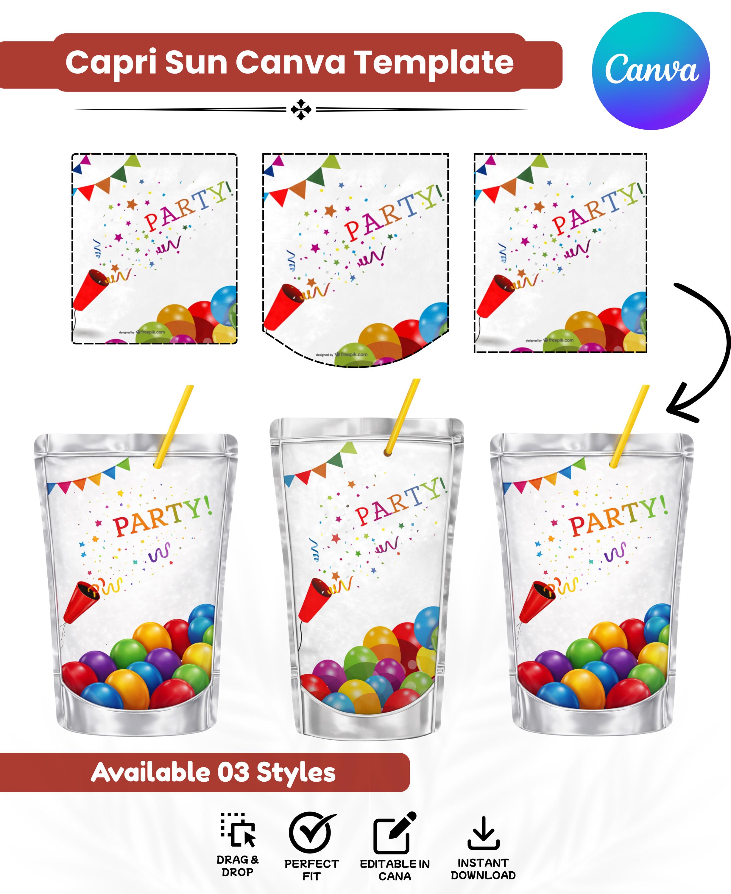 Capri Sun Template Canva, Editable Juice Pouch Label, Caprisun Label ...